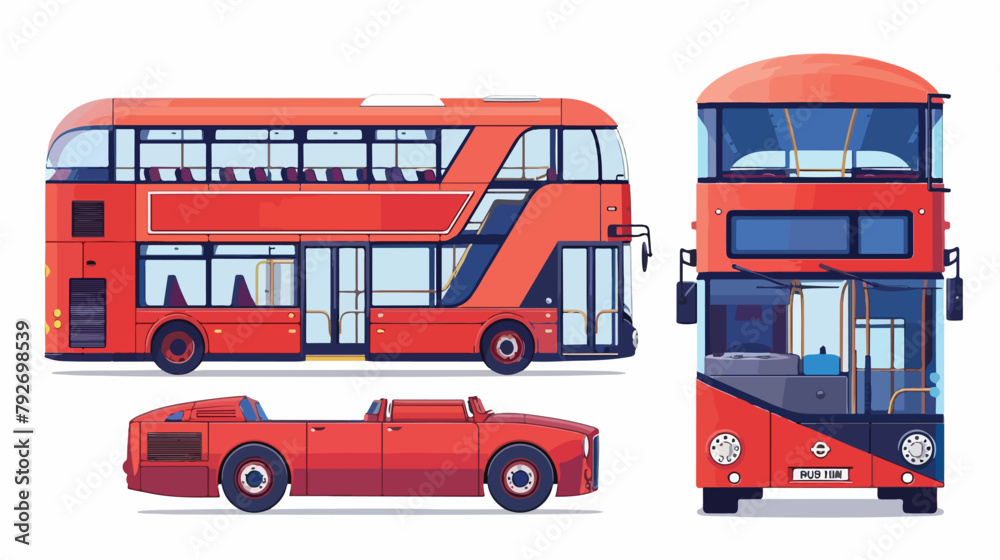 Double-decker bus isolated. Bus with side view background vector