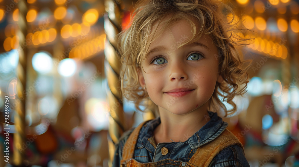 child on carousel feeling happy child on carousel feeling happy