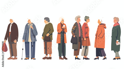 Elderly women and men. Vector flat style illustration