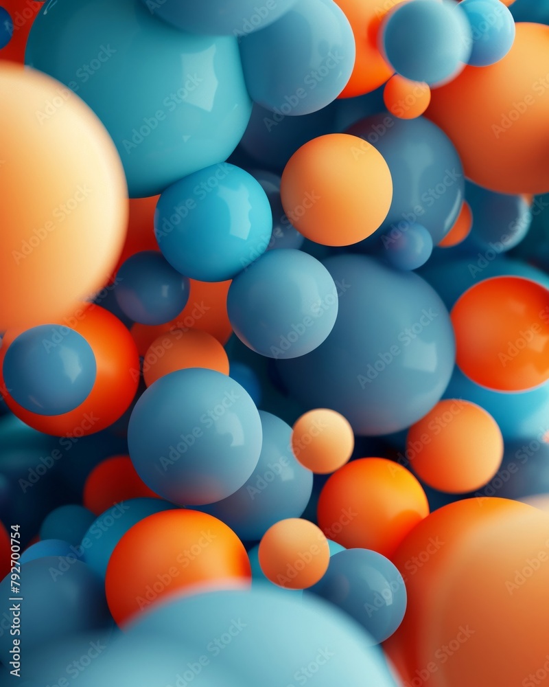 The mobile wallpaper showcases vibrant 3D abstract spheres in a captivating blend of orange and blue colors, offering ample copy space for advertising media messages The mobile wallpaper showcases vibrant 3D abstract spheres in a captivating blend of orange and blue colors, offering ample copy space for advertising media messages