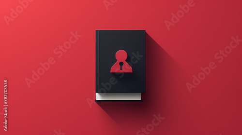 A minimalist bookmark icon on a solid red background