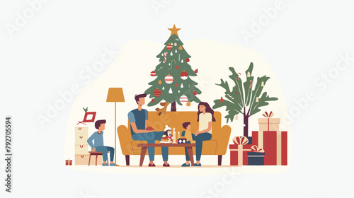 Family sitting on sofa in the living room