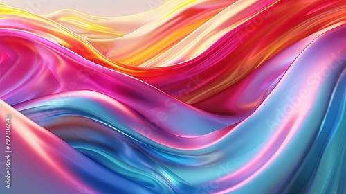 Colorful silk fabric waves flowing in vibrant motion
