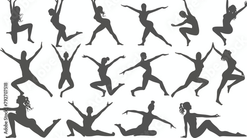 Yoga pose silhouettes. Vector illustration photo