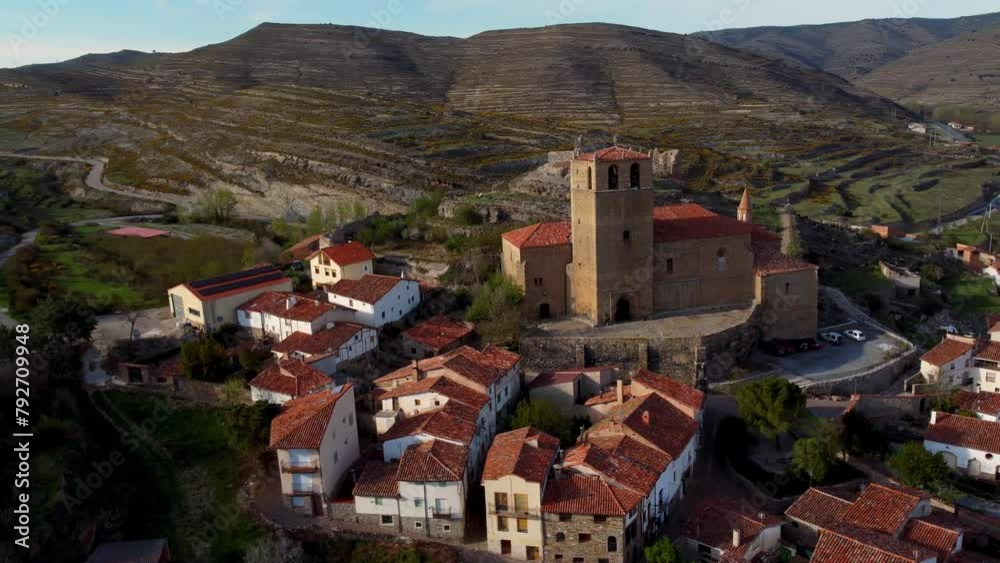 Aerial view of Enciso, famous touristic destination in la Rioja, Spain. High quality 4k footage Aerial view of Enciso, famous touristic destination in la Rioja, Spain. High quality 4k footage