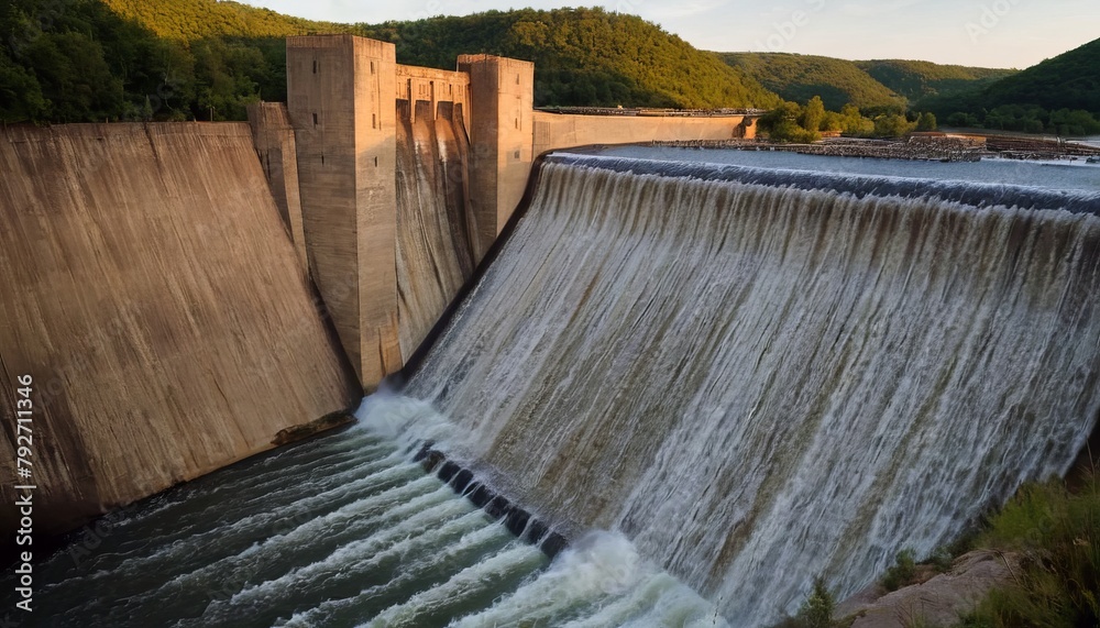 Water flows over the top of a dam on a river. increased flow in lakes and rivers Water flows over the top of a dam on a river. increased flow in lakes and rivers