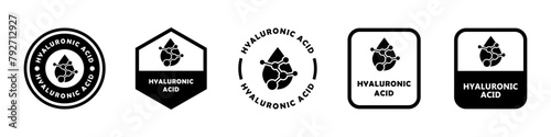 Hyaluronic acid. Vector signs for beauty and cosmetic product packaging label.