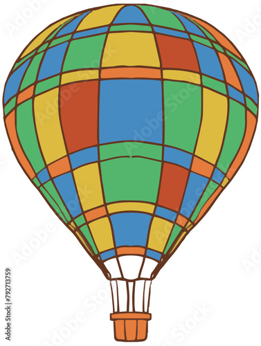 Balloons travel sky transport graphics hand drawn coloring clouds nature dreams lightness on a white background set