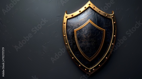A professional-looking shield icon on a solid black background