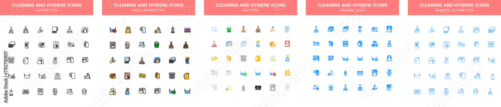 Fototapeta premium Cleaning and Hygiene icons