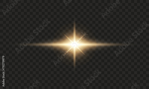 Gold flashlight and light sparkles vector illustration