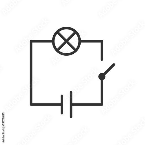 Electrical circuit, linear icon, circuit diagram. Line with editable stroke photo