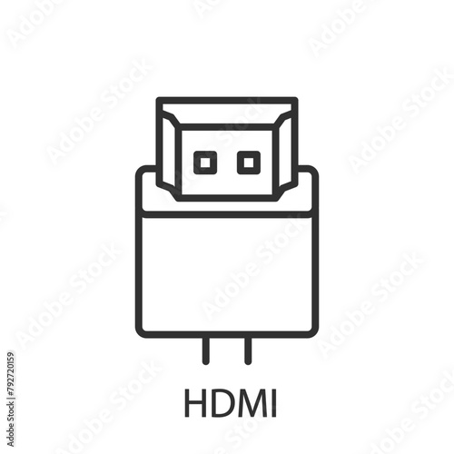 HDMI cable, linear icon. Line with editable stroke