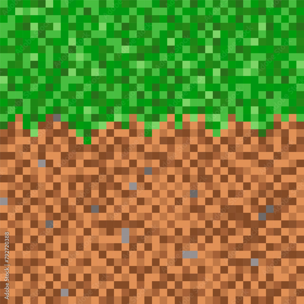 Fototapeta premium Grass with ground pixel pattern background