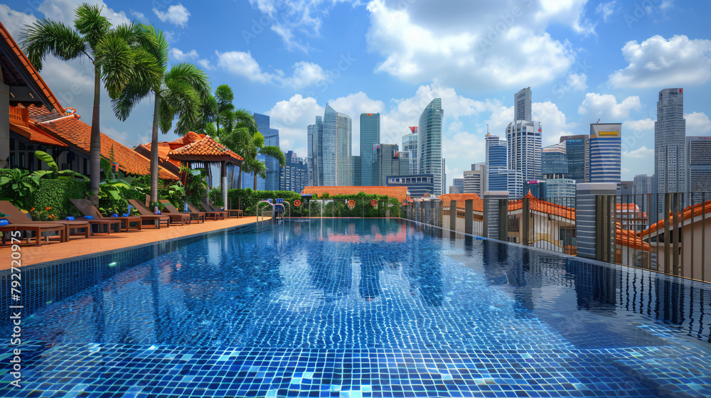 Singapore - July 21 2014 A hotel with pool near Tanjon
