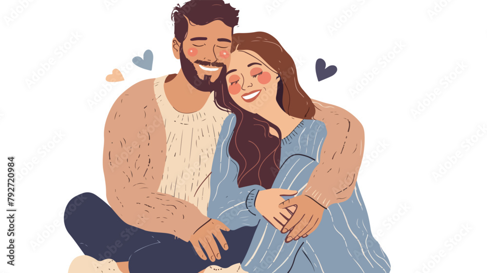 Happy romantic couple. Sweet woman and man in love. vector