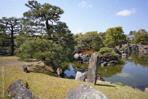 日本の京都 有名な二条城の春の風景