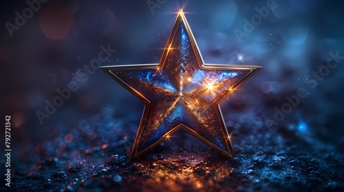 A realistic star icon on a solid background