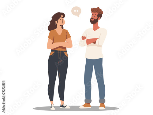 Calm and Respectful Communication Navigating Disagreements for Couples Finding Solutions Together in Animated Illustration Style