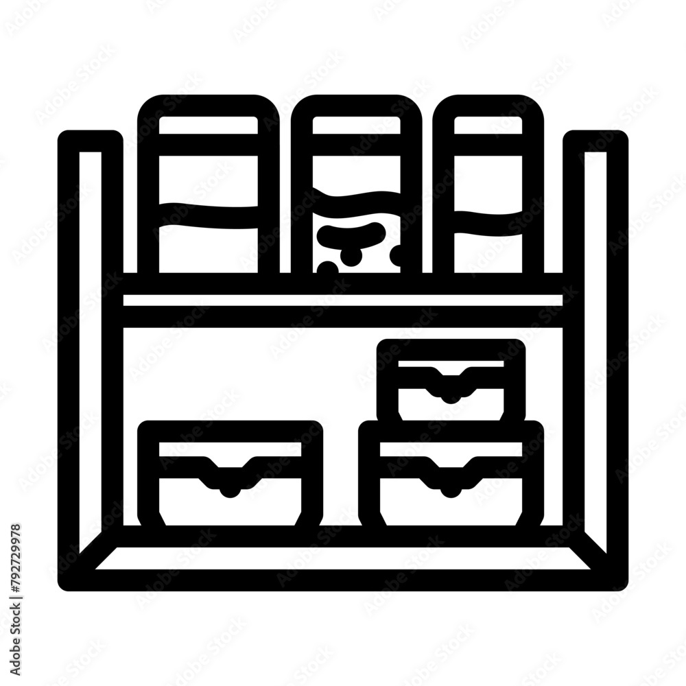 food storage containers restaurant equipment line icon vector. food storage containers restaurant equipment sign. isolated contour symbol black illustration food storage containers restaurant equipment line icon vector. food storage containers restaurant equipment sign. isolated contour symbol black illustration