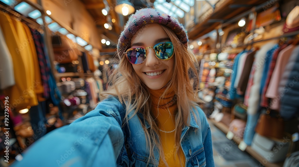 Young woman strolling through the city and discovering its shops and charming places Concept tourism Young woman strolling through the city and discovering its shops and charming places Concept tourism