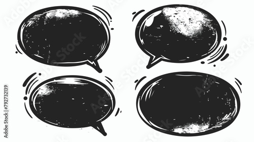 Four black blank speech bubbles. Hand drawn vector se photo