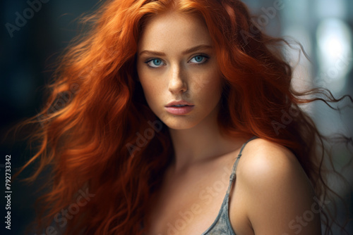 Beautiful red haired woman.