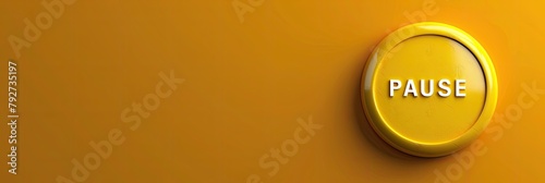 Vibrant Yellow Pause Button Symbolizing Temporary Stop or Halt photo