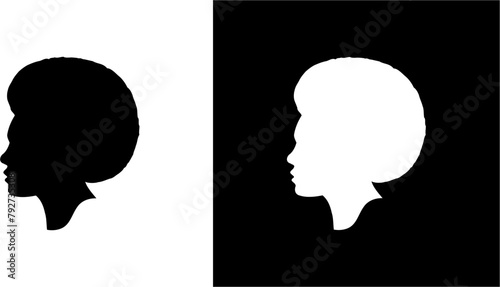 silhouette of a person in profile afro hair