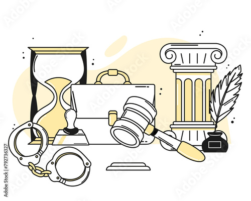 Justice illustration in hand drawn design