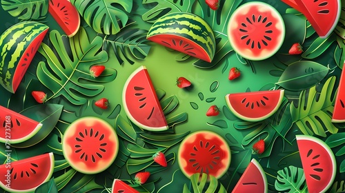 Watermelon, decorative painting photo