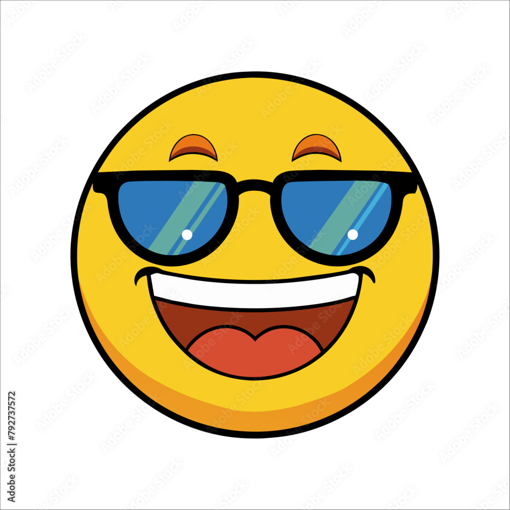 Vector funny emoji illustration with funny glass Vector funny emoji illustration with funny glass