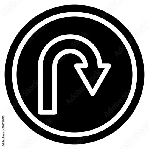 U Turn Vector Icon Design Illustration