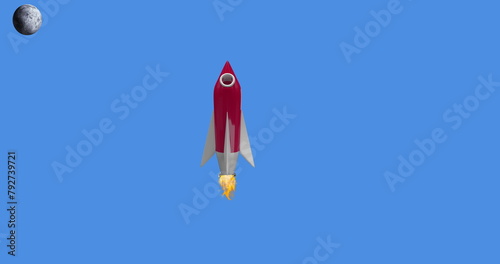 Image of rocket icon on blue background