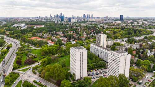 Warszawa, panorama miasta z lotu ptaka