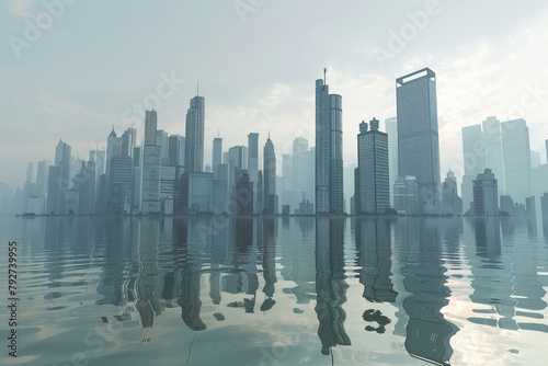 Rising Tides  Futuristic Metropolis Engulfed by Climate Chaos Submerged Skyscrapers  A Haunting Vision of Climate Crisis 