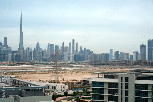 Dubai, United Arab Emirates – April 09, 2024, Dubai Skyline from Mohammed Bin Rashid Al Maktoum City District in the day.