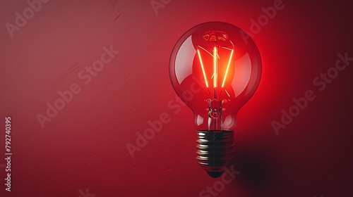 A stylish lightbulb icon on a solid red background