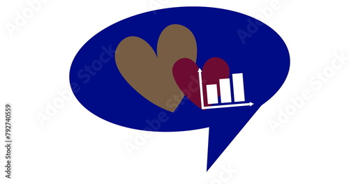 Image of diagram and hearts over white background
