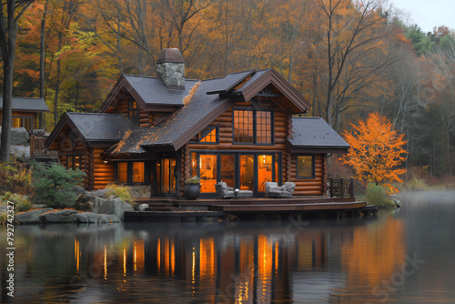 autumn landscape with a house © Nikolett