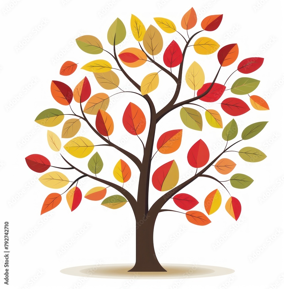 Autumn Splendor: Stylized Tree with a Cascade of Colorful Leaves - Generative AI Autumn Splendor: Stylized Tree with a Cascade of Colorful Leaves - Generative AI
