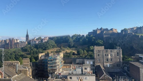 Edinburgh city and Arthurs seat view from photo