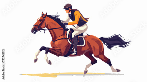 Jockey on racing Horse. Horseback riding hippodrome 