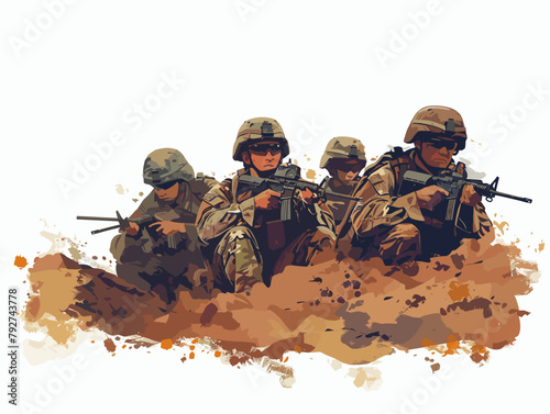 Camouflaged Combatants: Animated Trench Strategy Amidst Battlefield Tension