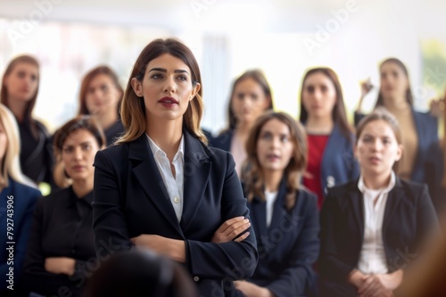 British woman manager mentoring her team
