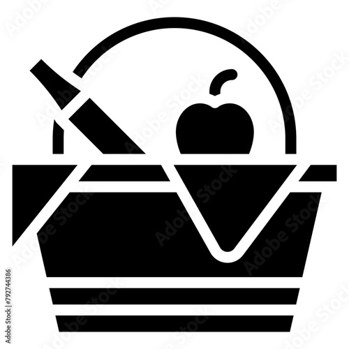 Picnic Basket Vector Icon Design Illustration
