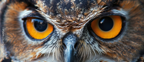 close up about owl eyes photo