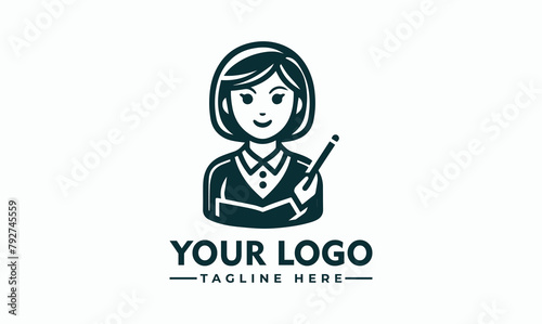 Fimale Character Teacher vector logo design Beauty Teacher Character women logo vector Teacher s day