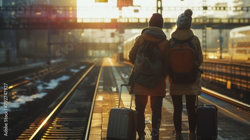 Two People With Suitcases Waiting for a Train © Jelena