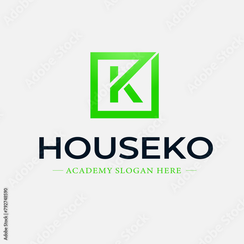 House ko real estate logo design template - Editable Text